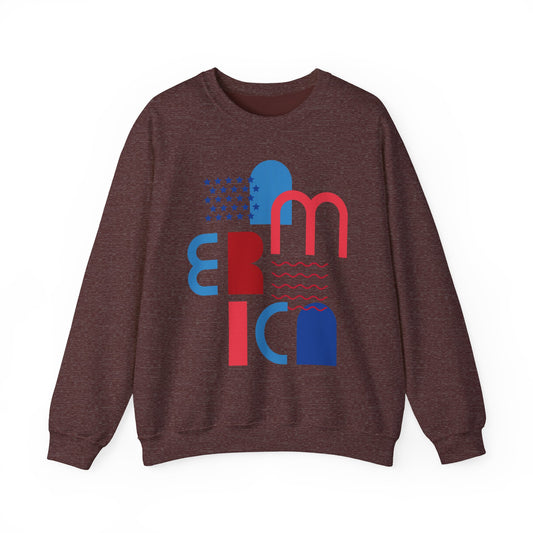Patriotic Abstract Crewneck Sweatshirt - Cozy Unisex Fashion, Everyday Wear, Gift, Casual Style, Winter Essential