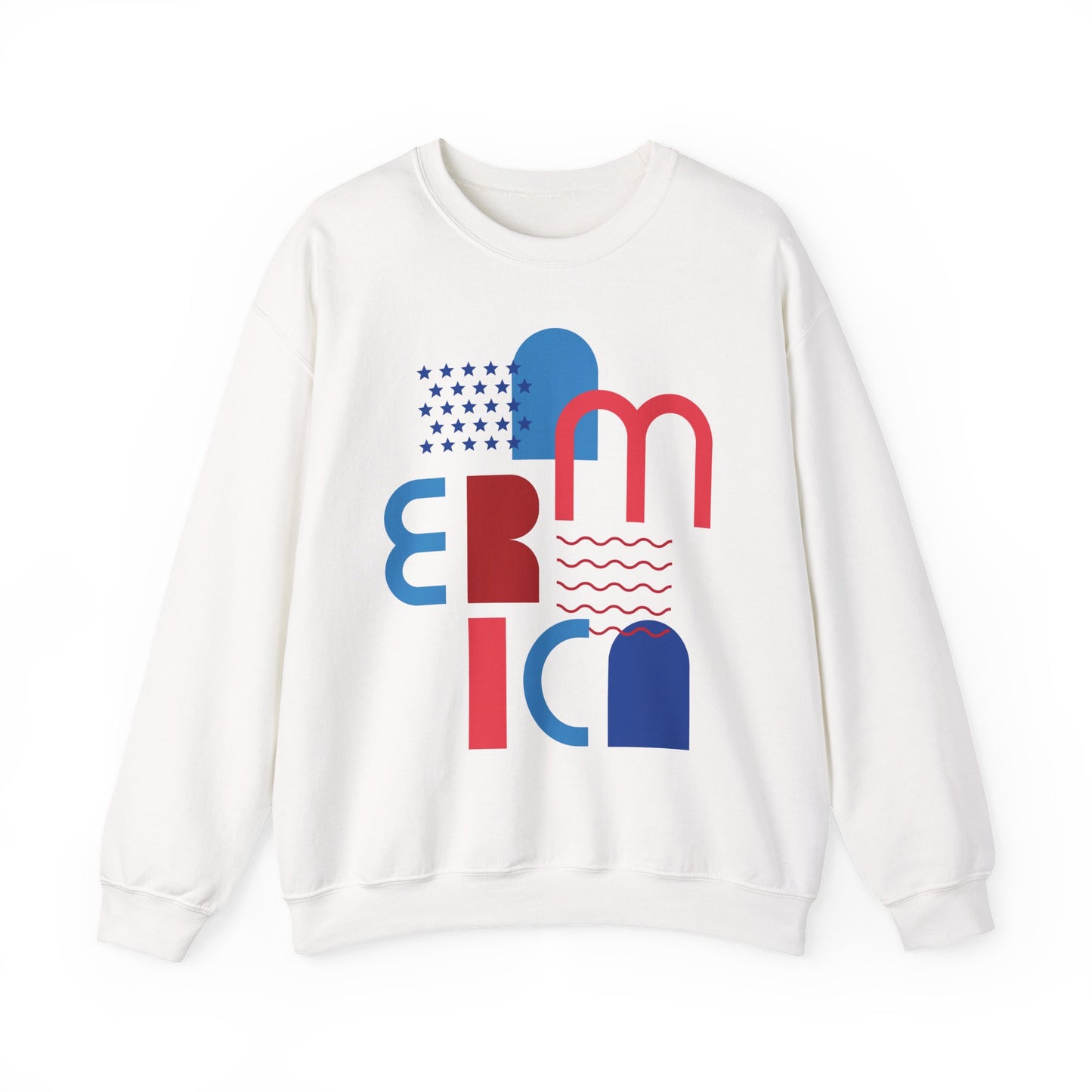 Patriotic Abstract Crewneck Sweatshirt - Cozy Unisex Fashion, Everyday Wear, Gift, Casual Style, Winter Essential