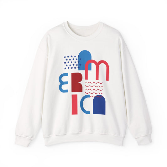 Patriotic Abstract Crewneck Sweatshirt - Cozy Unisex Fashion, Everyday Wear, Gift, Casual Style, Winter Essential