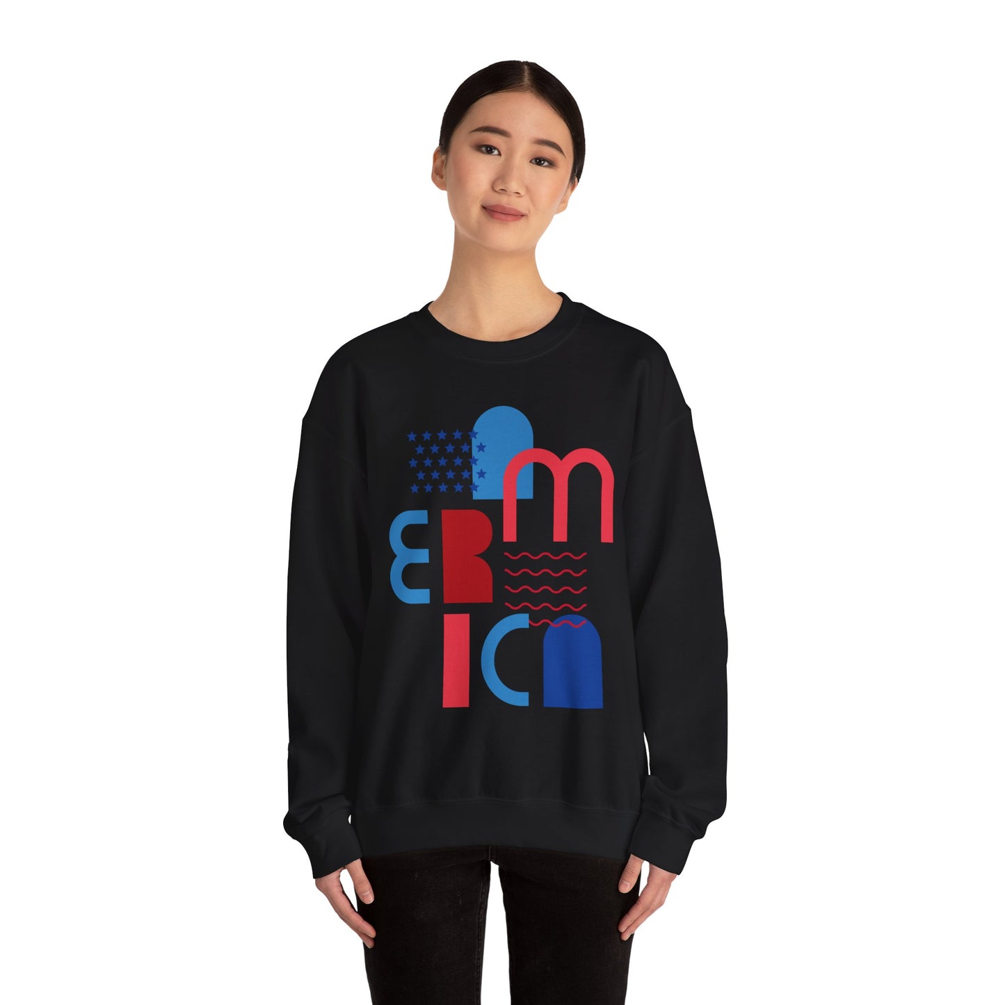 Patriotic Abstract Crewneck Sweatshirt - Cozy Unisex Fashion, Everyday Wear, Gift, Casual Style, Winter Essential