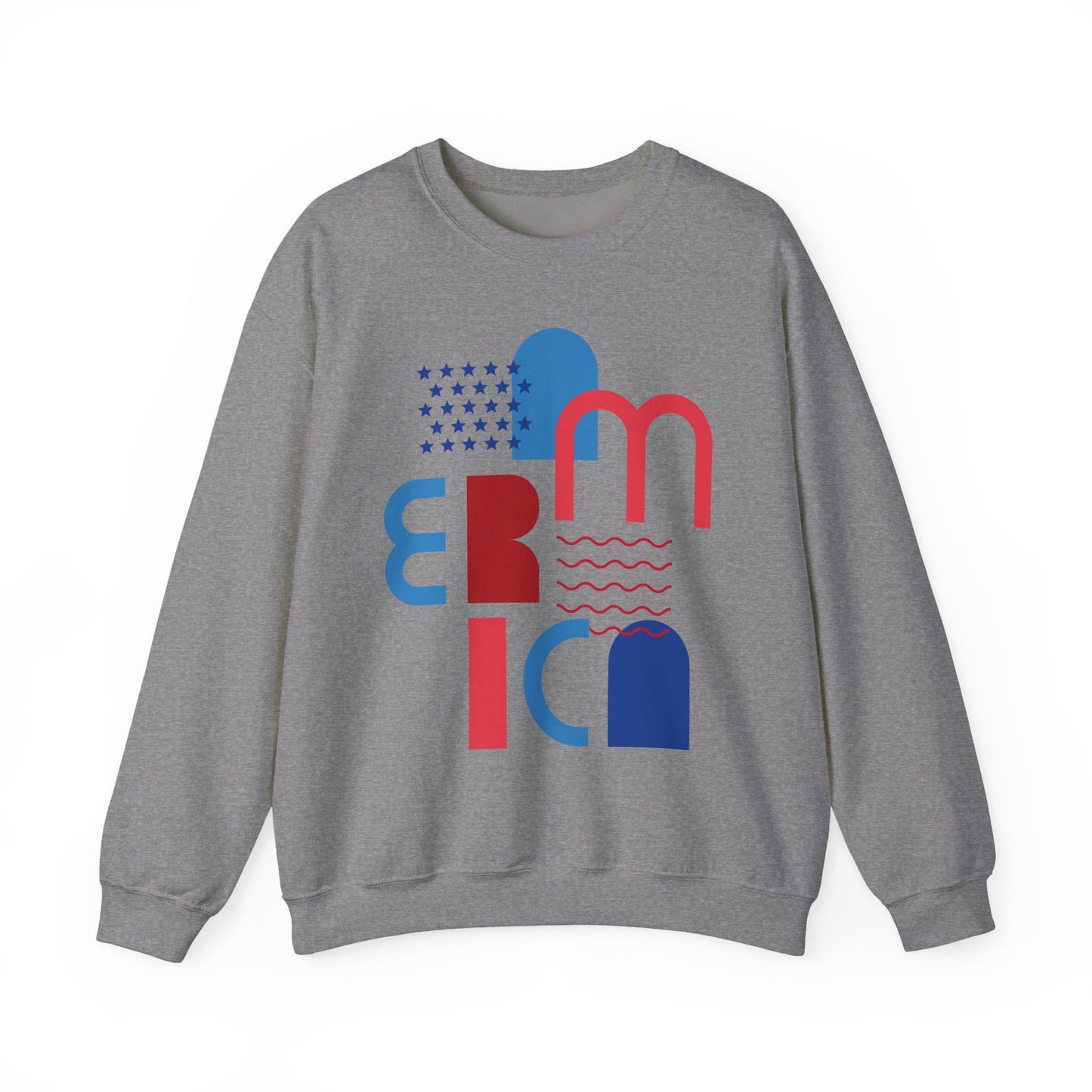 Patriotic Abstract Crewneck Sweatshirt - Cozy Unisex Fashion, Everyday Wear, Gift, Casual Style, Winter Essential