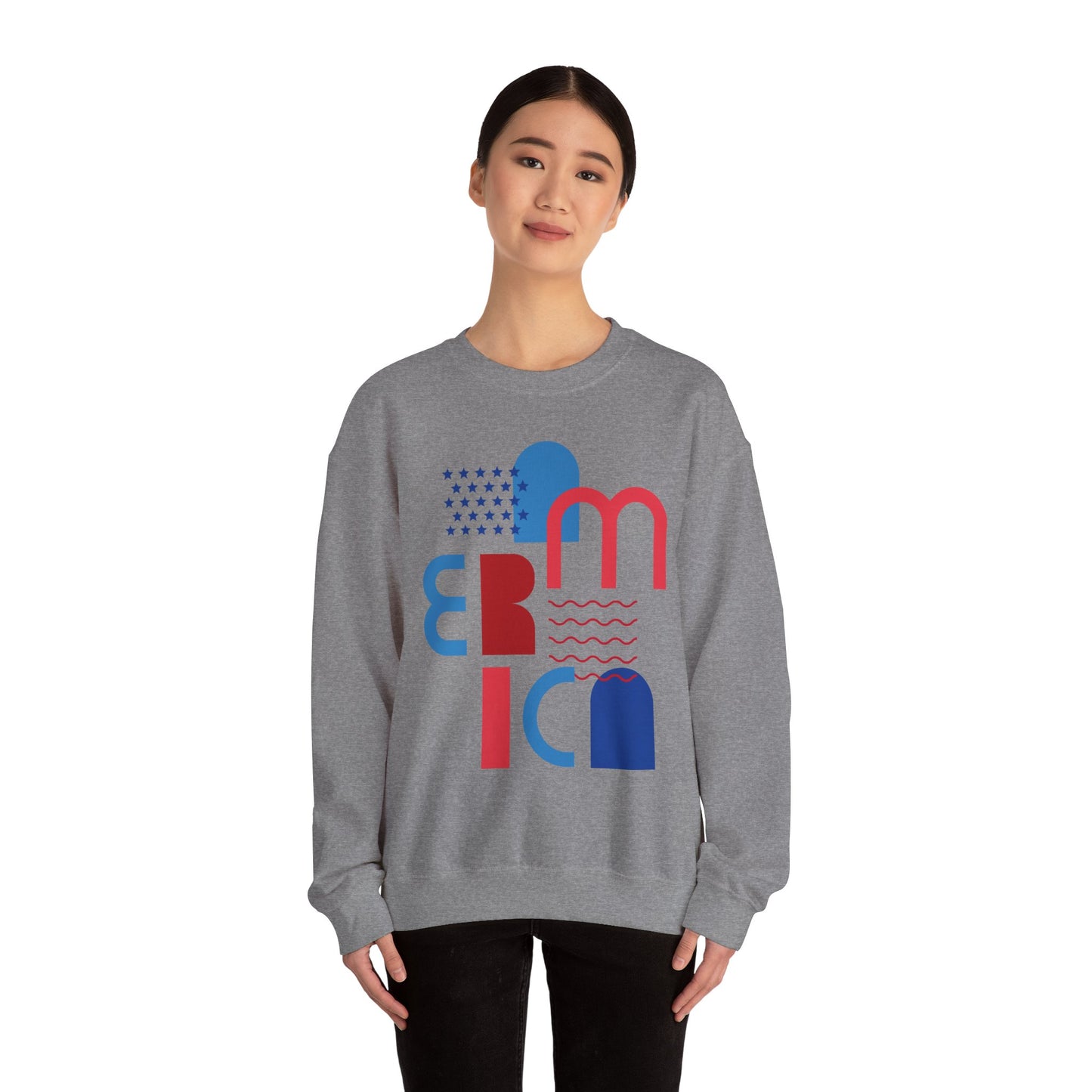 Patriotic Abstract Crewneck Sweatshirt - Cozy Unisex Fashion, Everyday Wear, Gift, Casual Style, Winter Essential