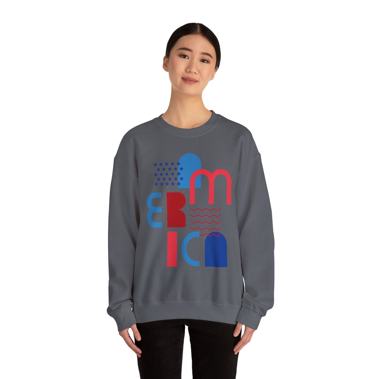 Patriotic Abstract Crewneck Sweatshirt - Cozy Unisex Fashion, Everyday Wear, Gift, Casual Style, Winter Essential