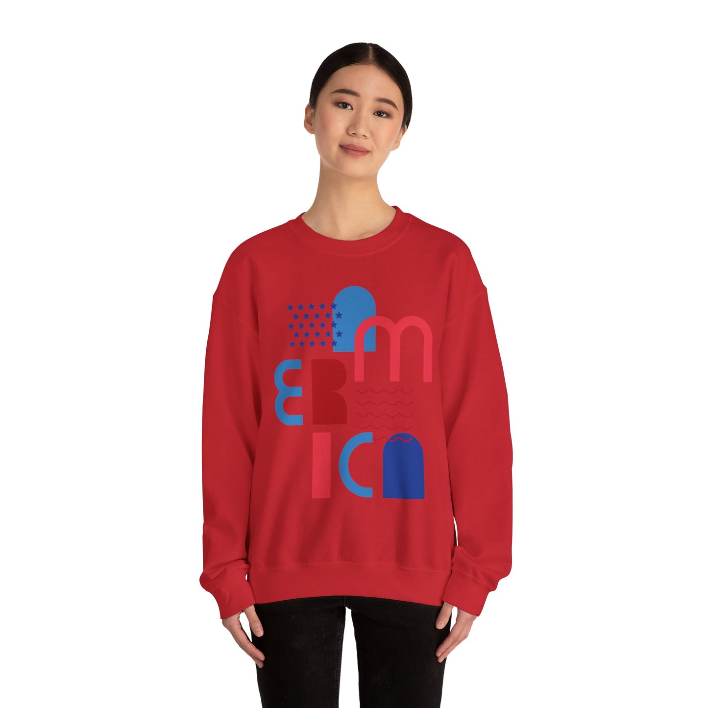 Patriotic Abstract Crewneck Sweatshirt - Cozy Unisex Fashion, Everyday Wear, Gift, Casual Style, Winter Essential