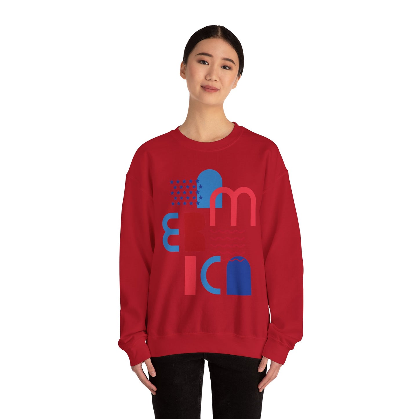 Patriotic Abstract Crewneck Sweatshirt - Cozy Unisex Fashion, Everyday Wear, Gift, Casual Style, Winter Essential