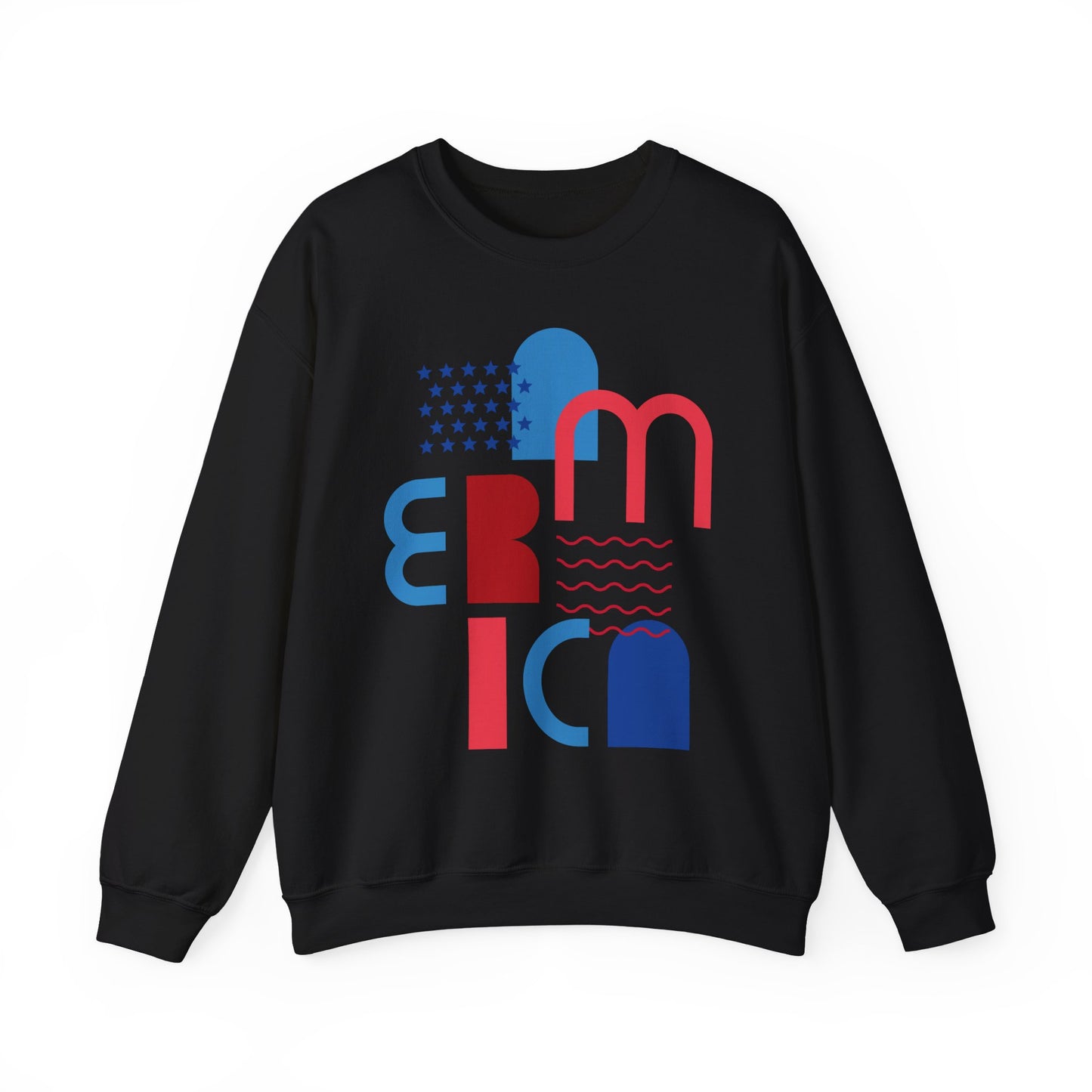 Patriotic Abstract Crewneck Sweatshirt - Cozy Unisex Fashion, Everyday Wear, Gift, Casual Style, Winter Essential