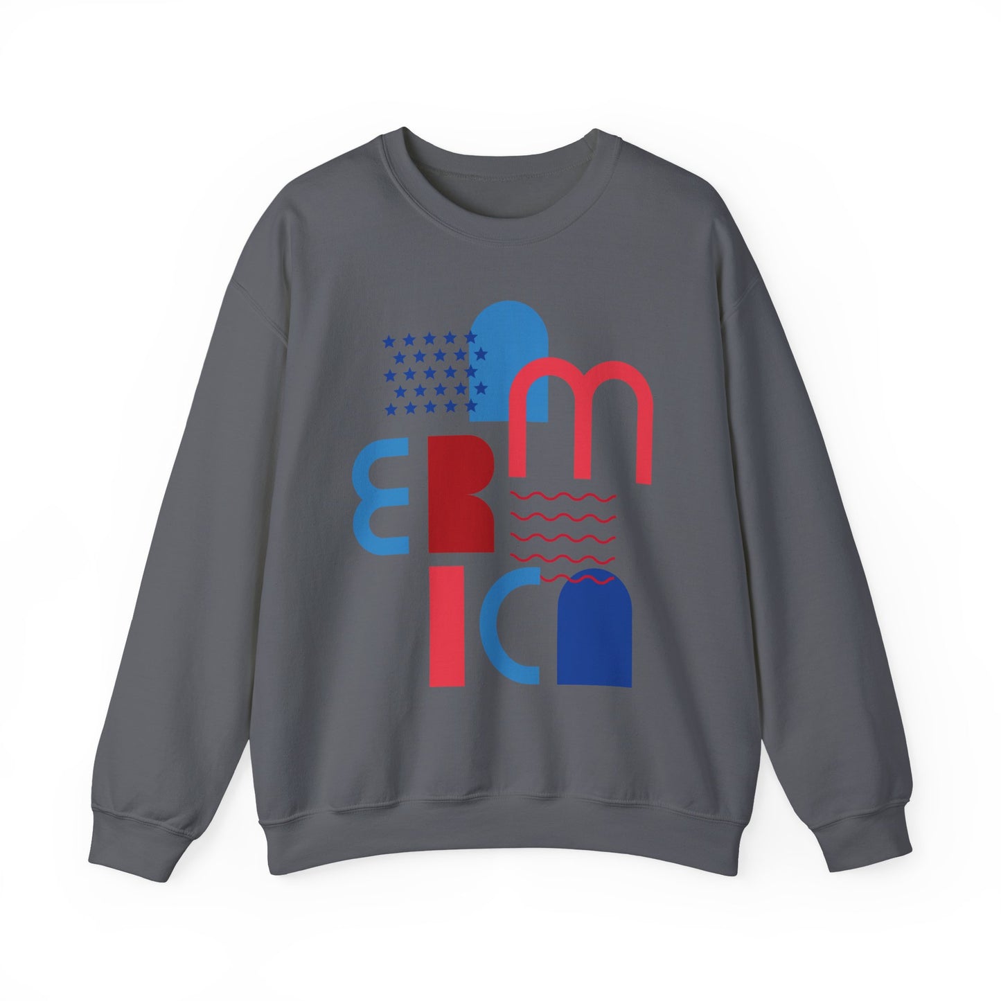Patriotic Abstract Crewneck Sweatshirt - Cozy Unisex Fashion, Everyday Wear, Gift, Casual Style, Winter Essential