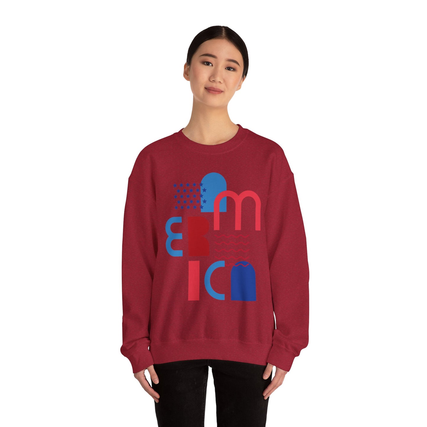 Patriotic Abstract Crewneck Sweatshirt - Cozy Unisex Fashion, Everyday Wear, Gift, Casual Style, Winter Essential