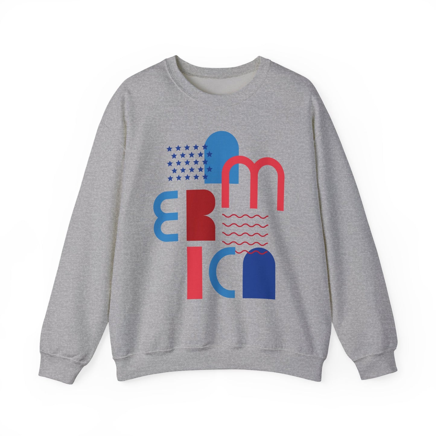 Patriotic Abstract Crewneck Sweatshirt - Cozy Unisex Fashion, Everyday Wear, Gift, Casual Style, Winter Essential