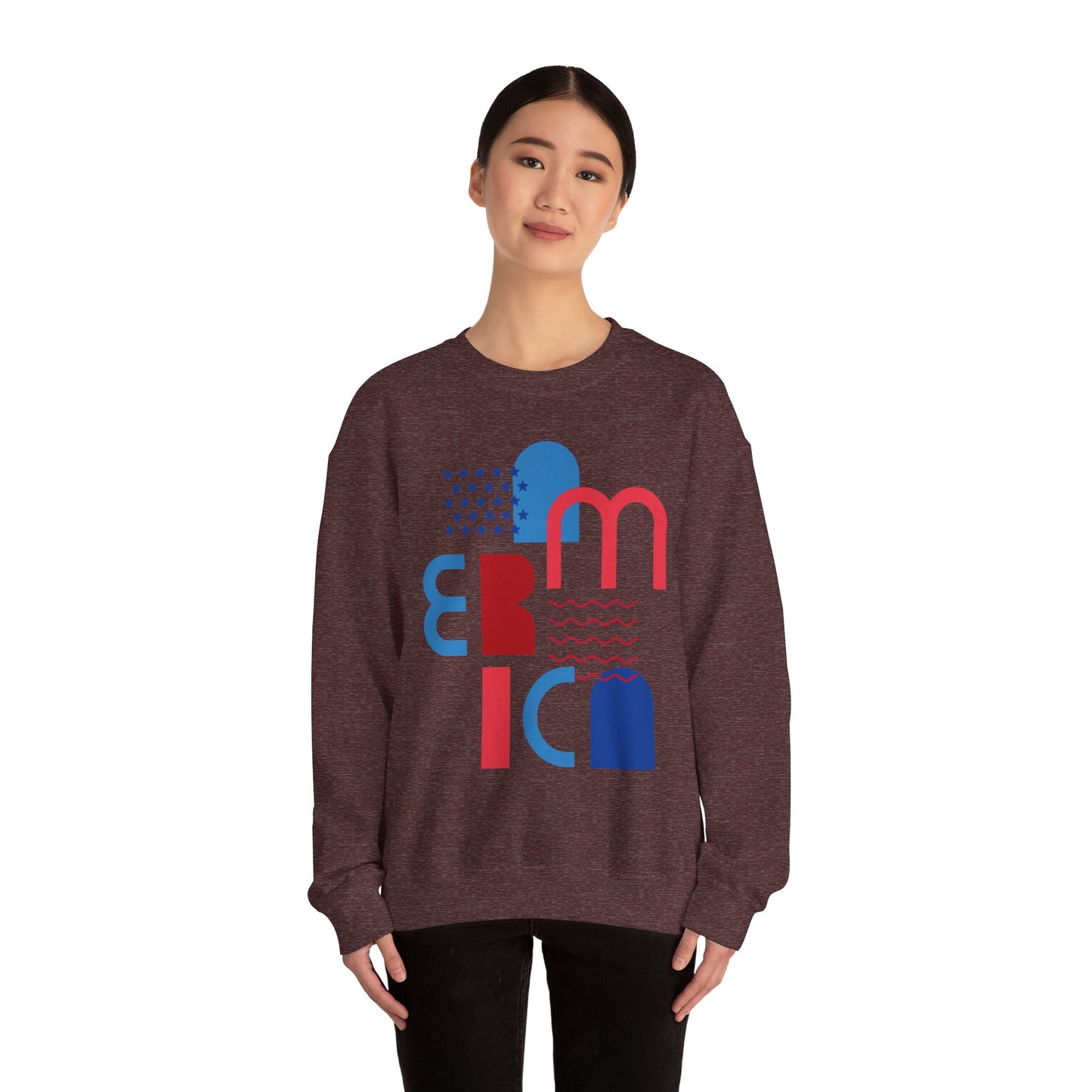 Patriotic Abstract Crewneck Sweatshirt - Cozy Unisex Fashion, Everyday Wear, Gift, Casual Style, Winter Essential