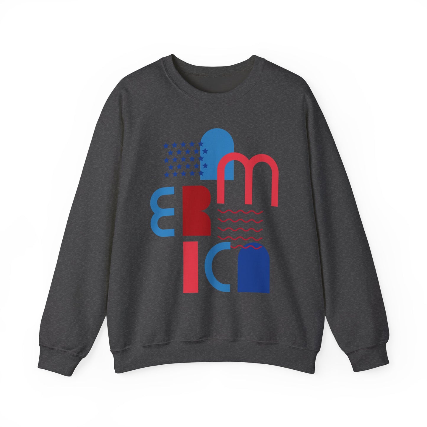 Patriotic Abstract Crewneck Sweatshirt - Cozy Unisex Fashion, Everyday Wear, Gift, Casual Style, Winter Essential