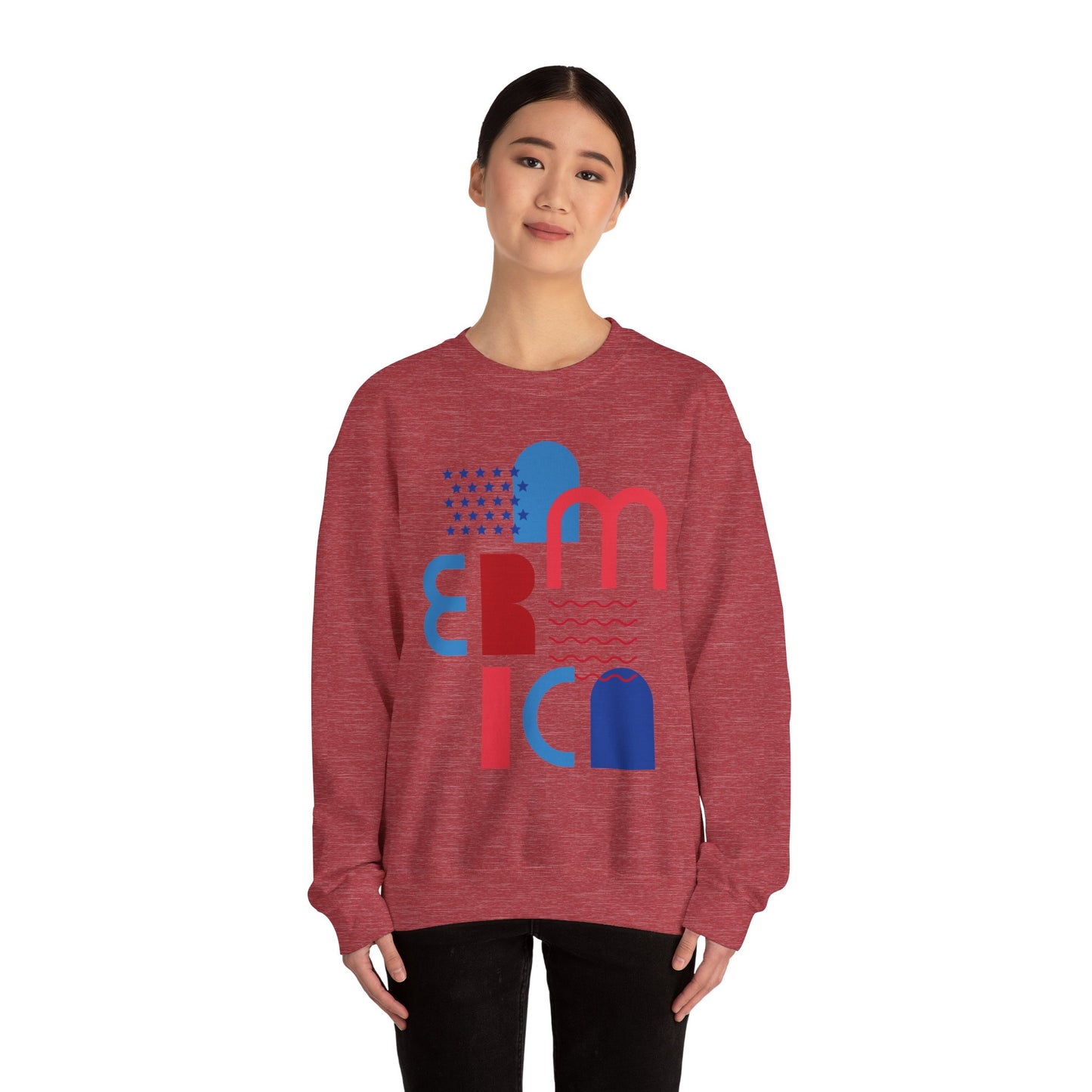 Patriotic Abstract Crewneck Sweatshirt - Cozy Unisex Fashion, Everyday Wear, Gift, Casual Style, Winter Essential