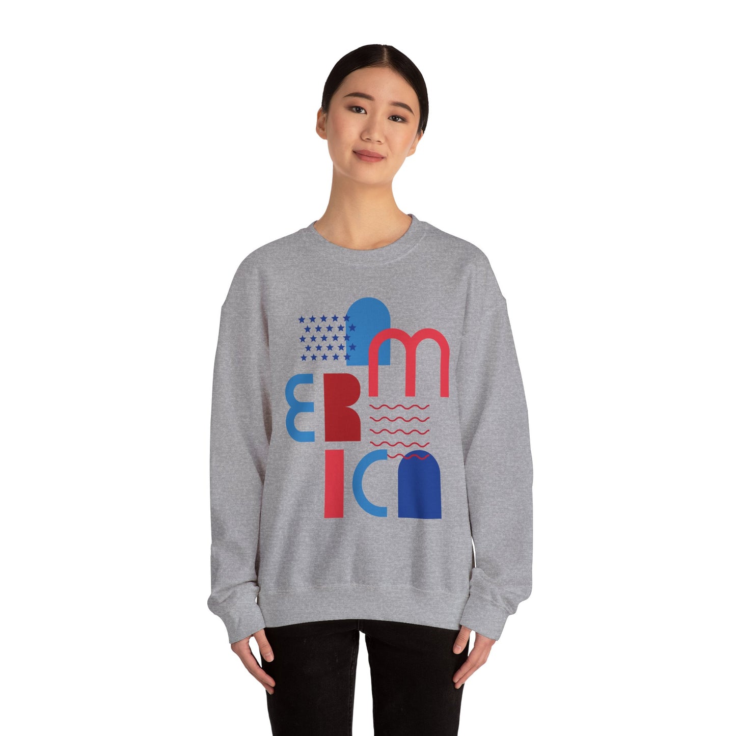 Patriotic Abstract Crewneck Sweatshirt - Cozy Unisex Fashion, Everyday Wear, Gift, Casual Style, Winter Essential
