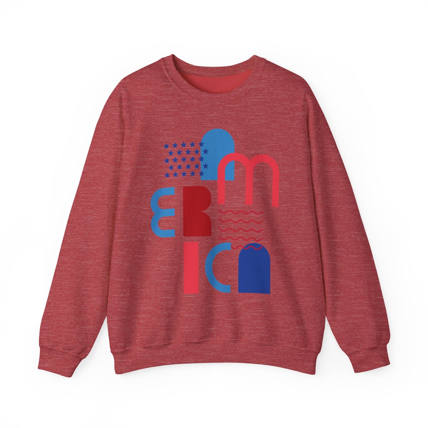 Patriotic Abstract Crewneck Sweatshirt - Cozy Unisex Fashion, Everyday Wear, Gift, Casual Style, Winter Essential