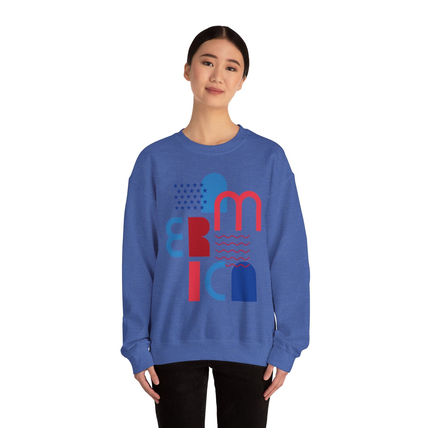 Patriotic Abstract Crewneck Sweatshirt - Cozy Unisex Fashion, Everyday Wear, Gift, Casual Style, Winter Essential
