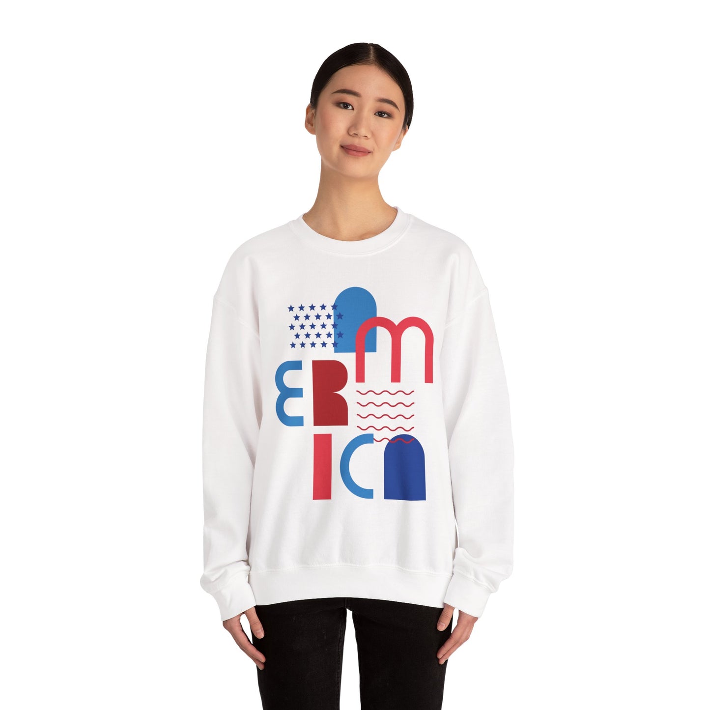 Patriotic Abstract Crewneck Sweatshirt - Cozy Unisex Fashion, Everyday Wear, Gift, Casual Style, Winter Essential