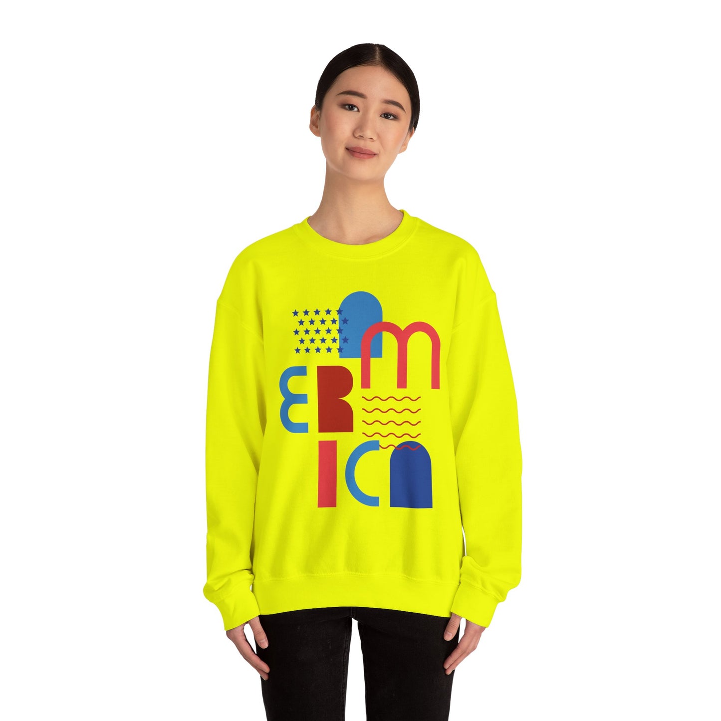 Patriotic Abstract Crewneck Sweatshirt - Cozy Unisex Fashion, Everyday Wear, Gift, Casual Style, Winter Essential
