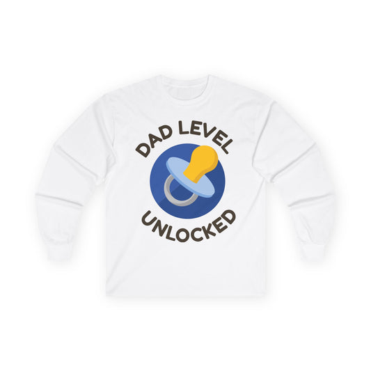 Dad Level Unlocked Long Sleeve Tee - Perfect Gift for New Dads, Father’s Day, Baby Showers, Funny Parenthood Tee, Unisex Cotton Shirt