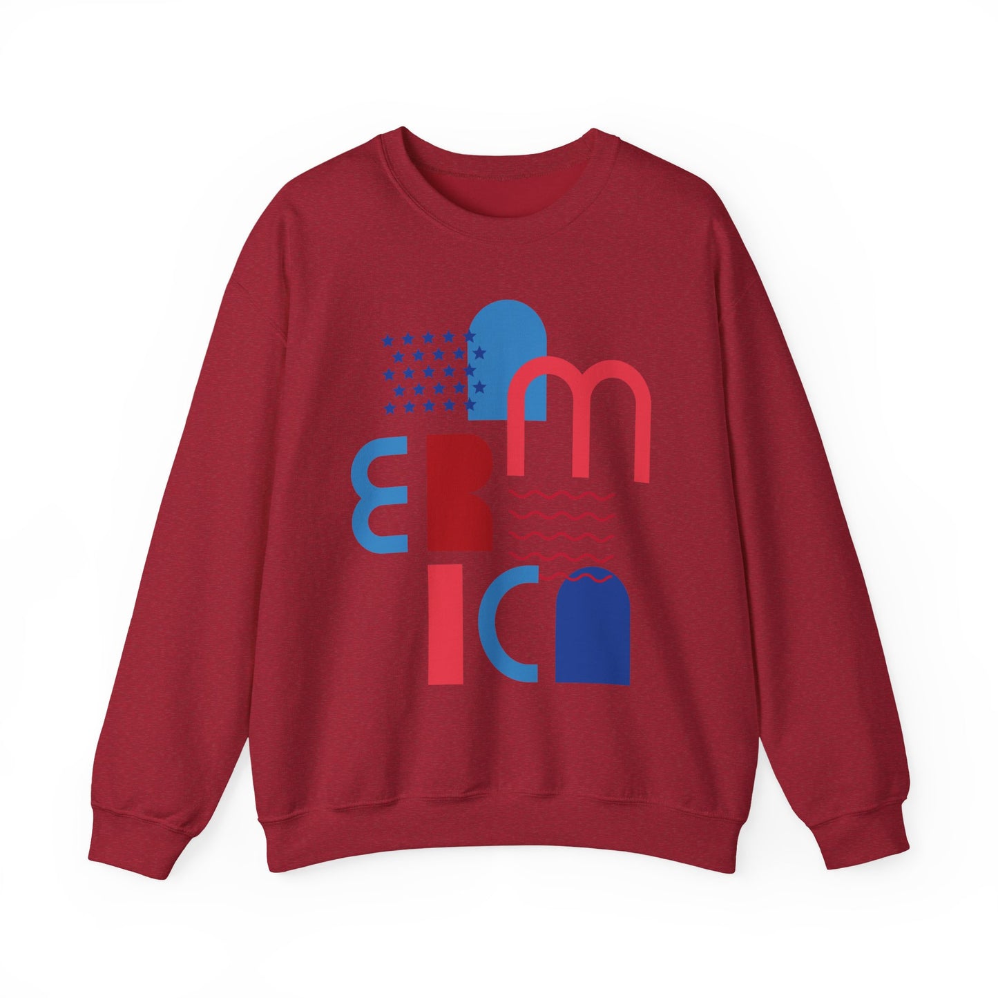 Patriotic Abstract Crewneck Sweatshirt - Cozy Unisex Fashion, Everyday Wear, Gift, Casual Style, Winter Essential