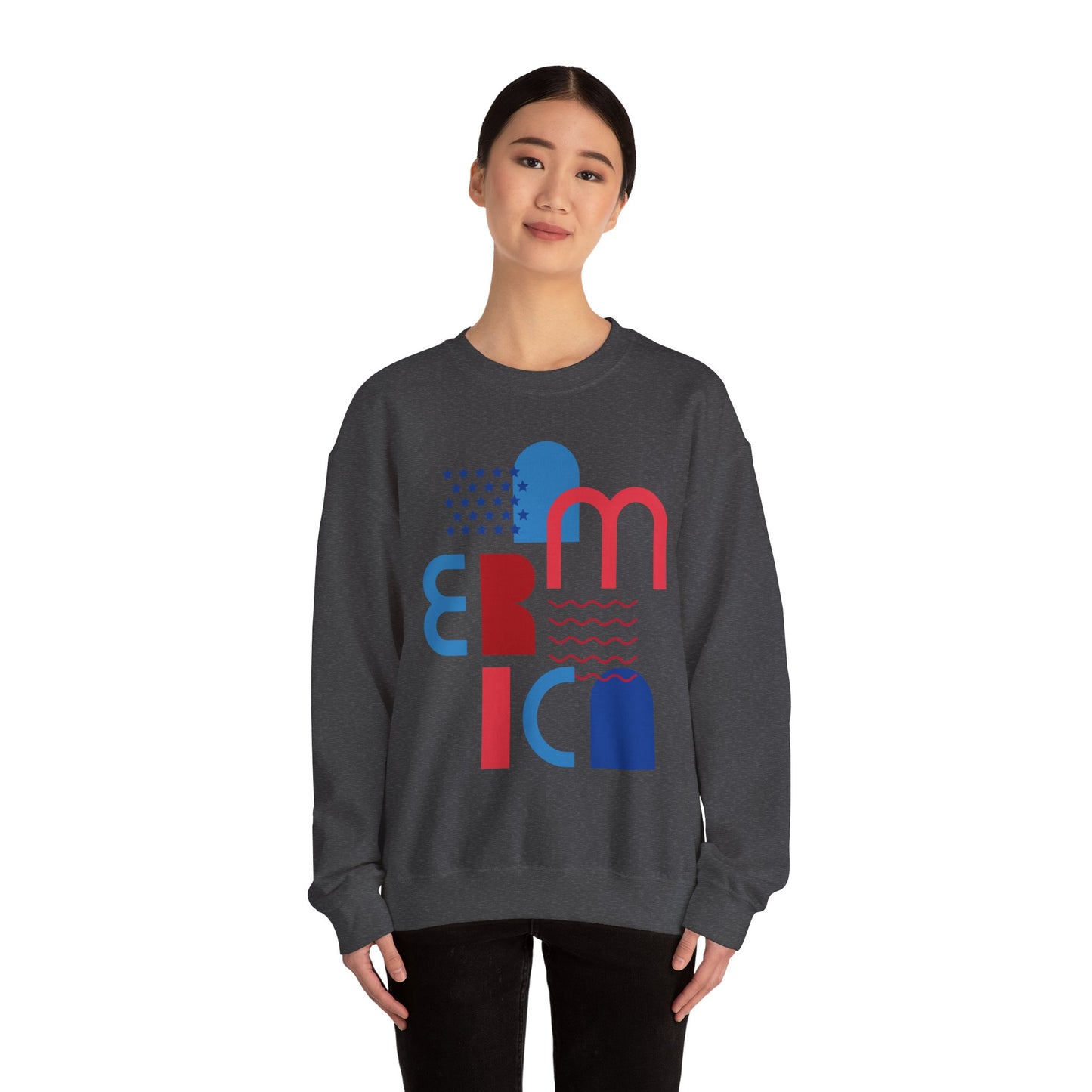 Patriotic Abstract Crewneck Sweatshirt - Cozy Unisex Fashion, Everyday Wear, Gift, Casual Style, Winter Essential